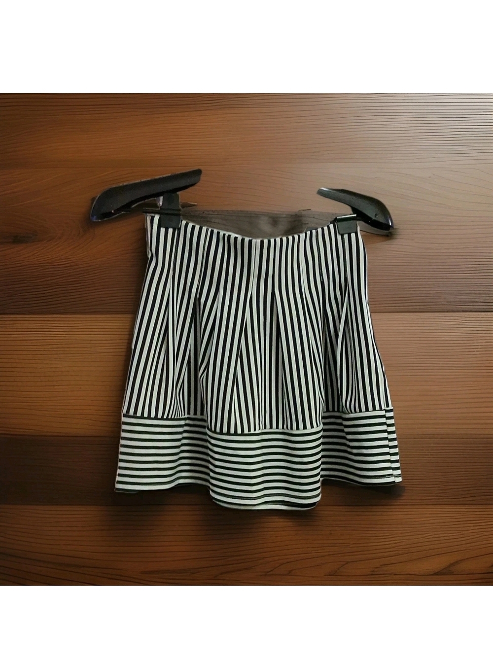 Ya Los Angeles Black and White Striped Skater Skirt
